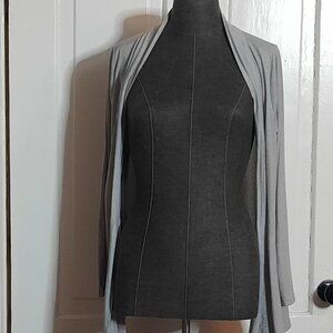 Eddie Bauer Womens Gray Waterfall Open Front Draped Cardigan Light Layering, PL